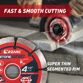 EZARC segmented diamond blade for granite cutting with precise masonry cuts.