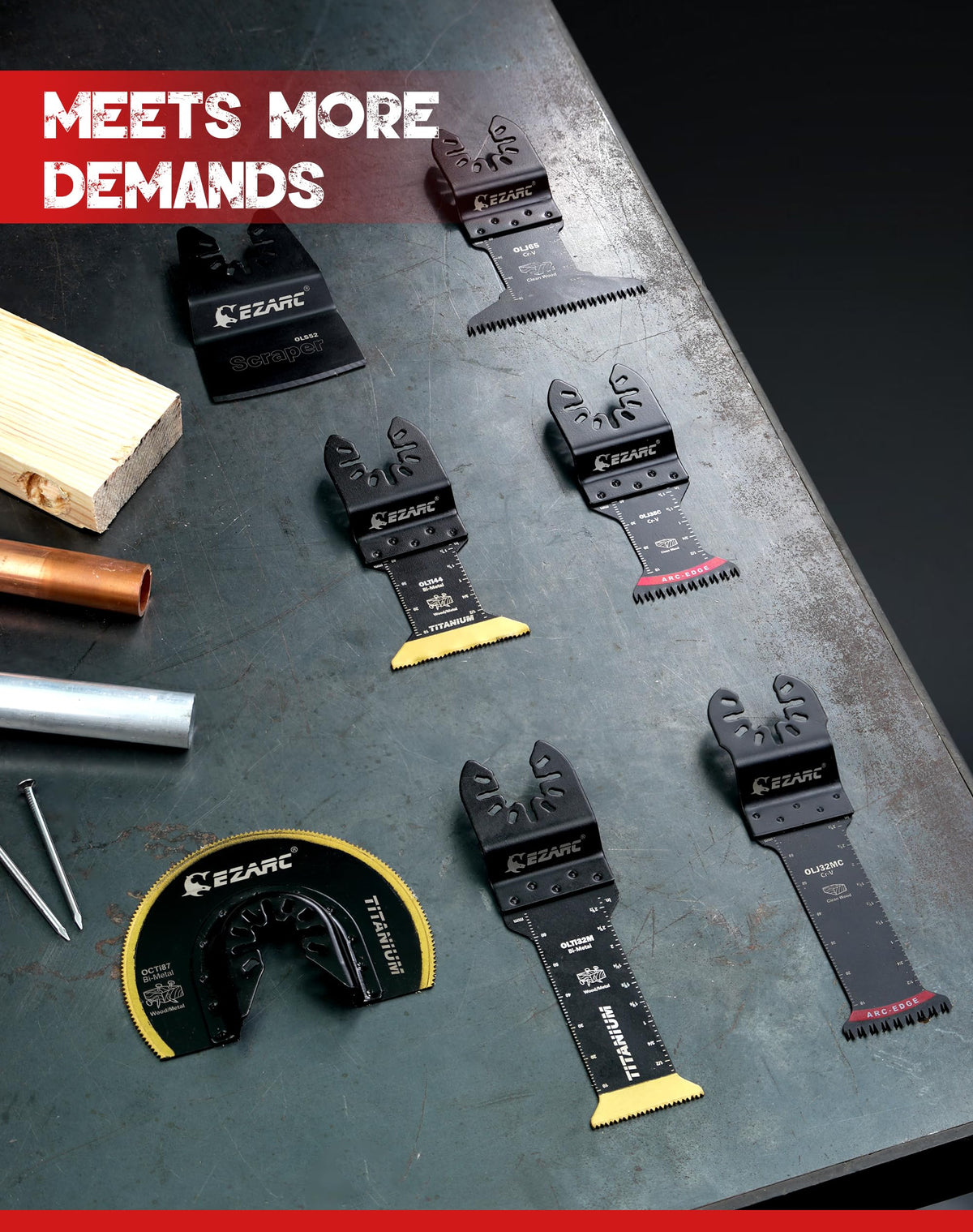EZARC semi-circular blade for flush cuts ensures smooth finishes.