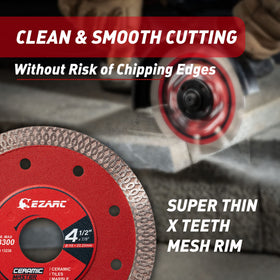 EZARC 4-1/2 inch blade cutting ceramic for smooth results and minimal chipping