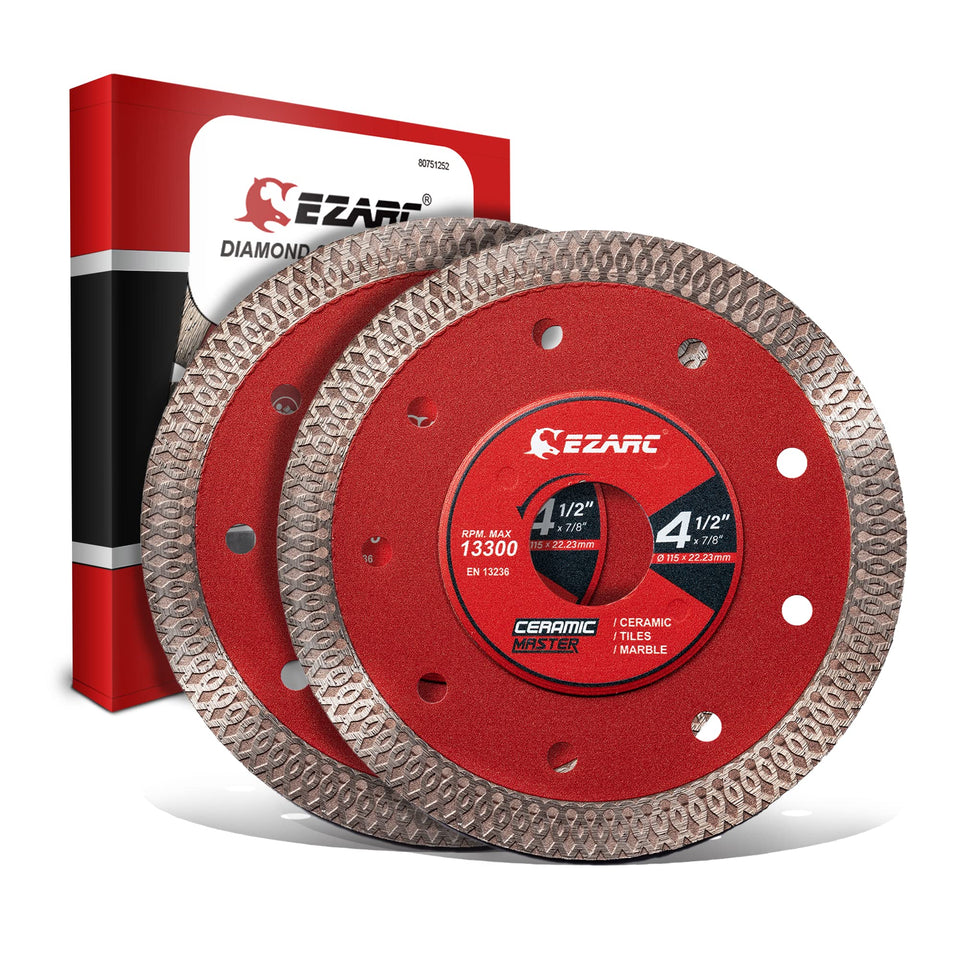 EZARC 4-1/2 inch super thin diamond blade cutting porcelain with clean edges