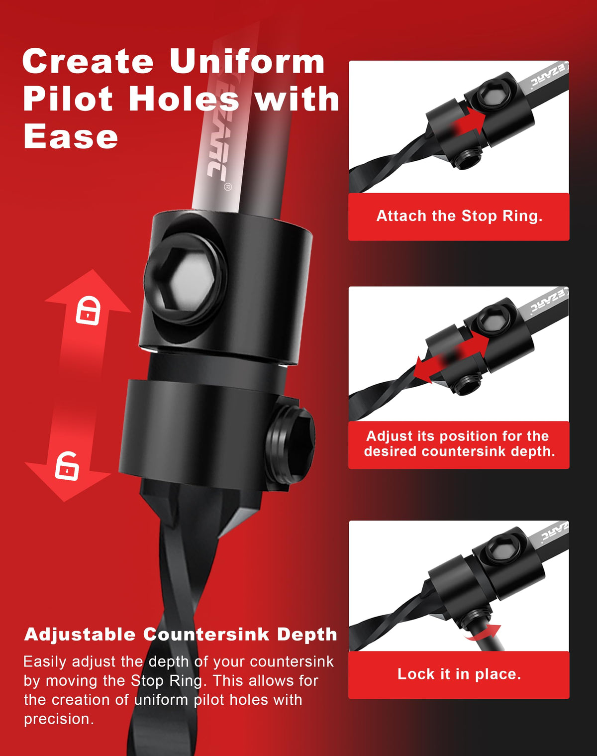 EZARC tapered pilot bits deliver clean pilot holes for snug screws