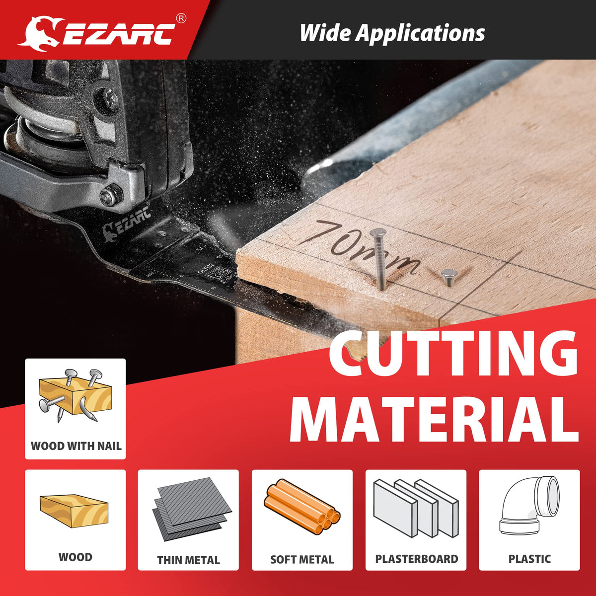 EZARC blade with universal interface fits most oscillating tools