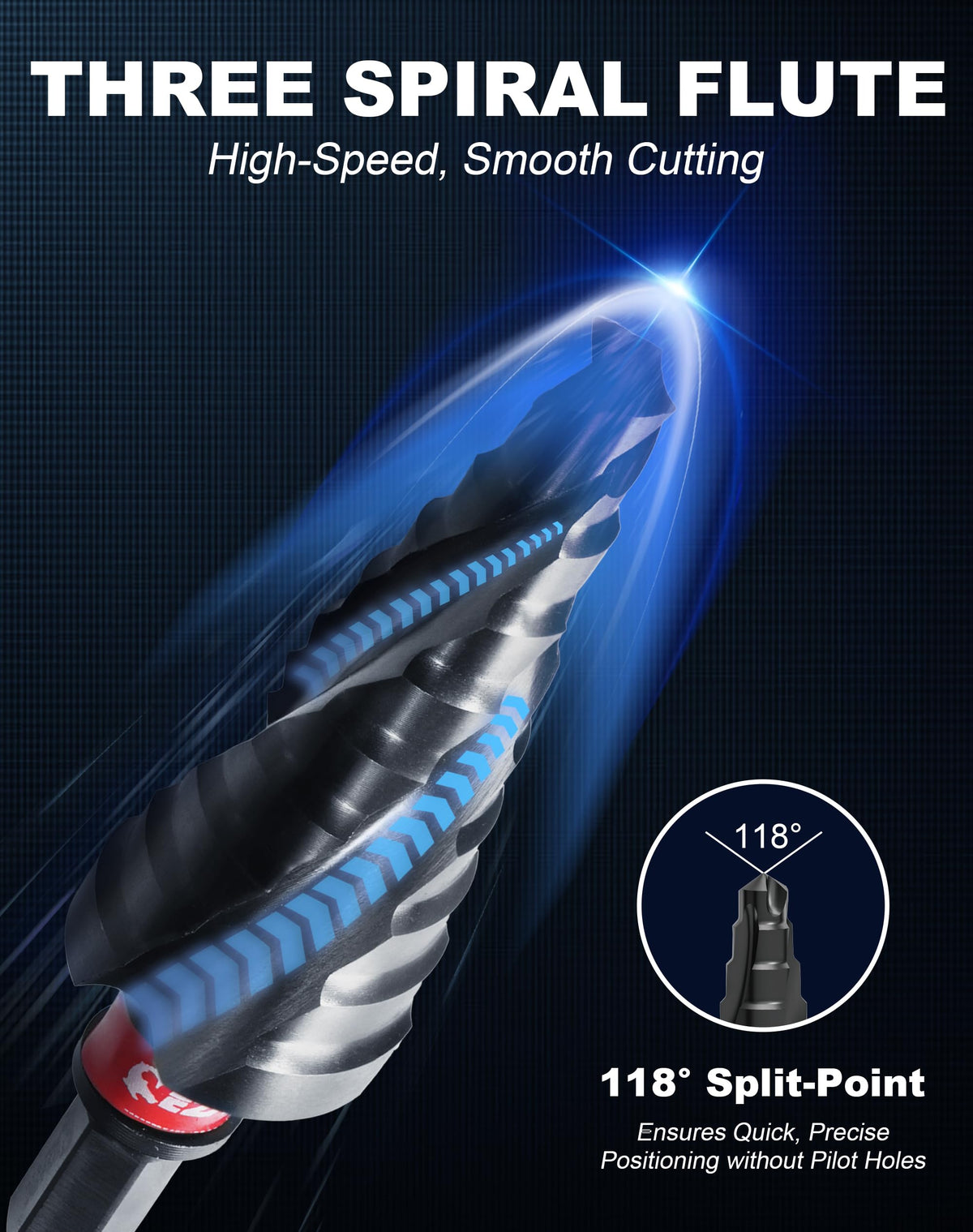 EZARC triple-flute, C-profile edge enables smoother guided cutting.