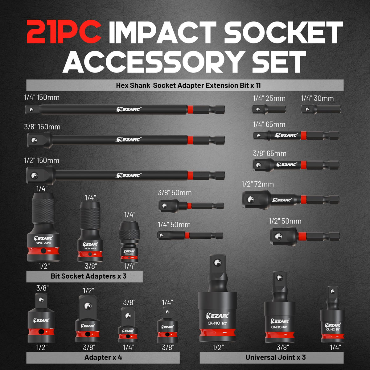 EZARC universal swivel joints enable angled access in tight spaces.