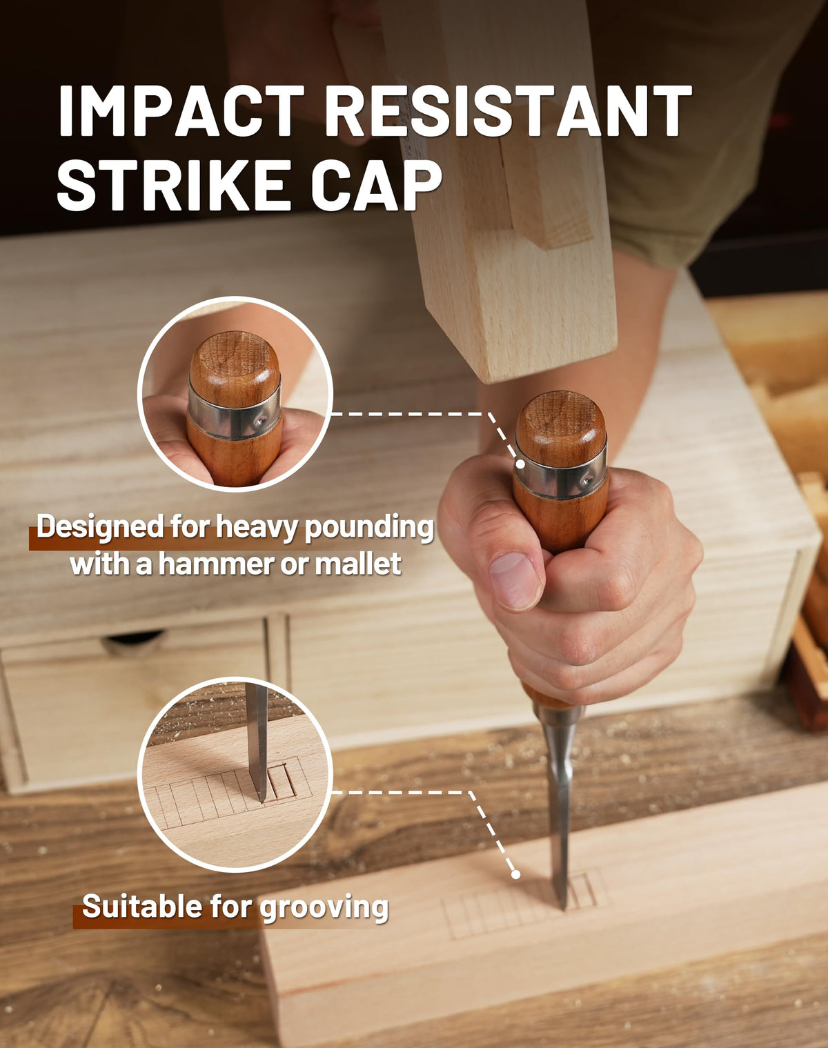 EZARC workshop scene with chisels in use for precise mortises