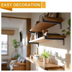 EZYDECOR 12-inch brackets mounted on concrete wall offering strong storage