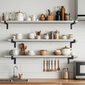 EZYDECOR workshop organization with brackets securing sturdy storage
