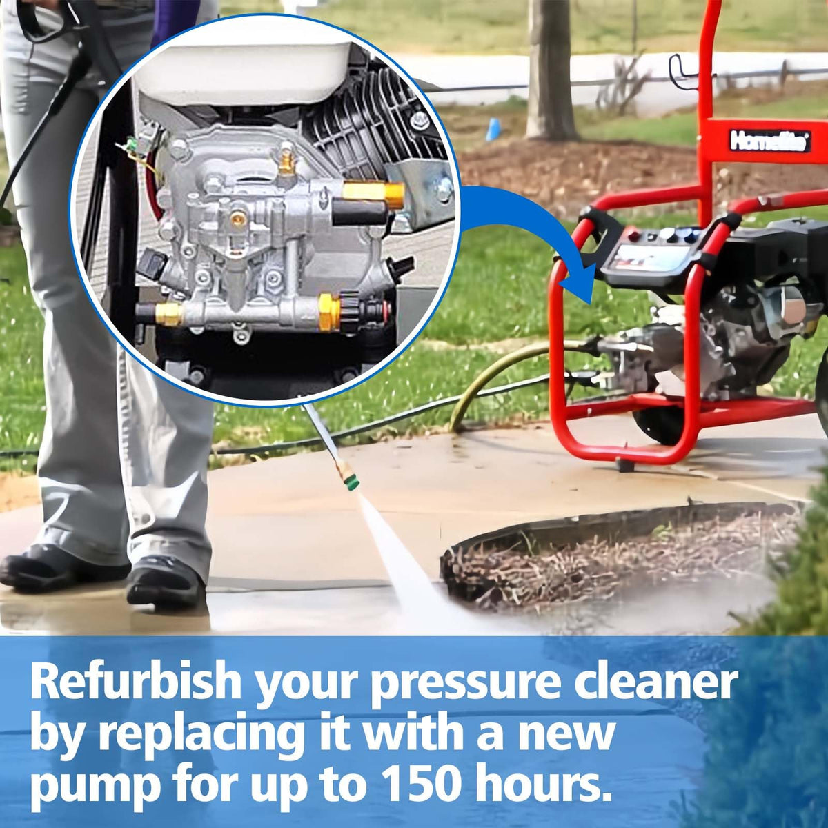 EZJOB 3100PSI pump inlet and outlet ports for versatile connections