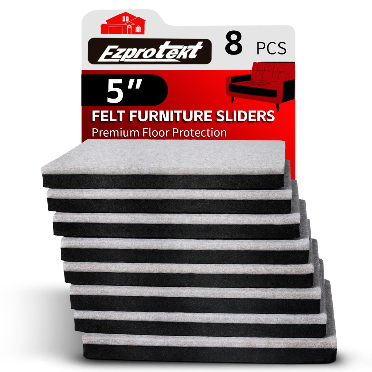 Ezprotekt 5in square felt slider beige pack protects hardwood floors during moves.