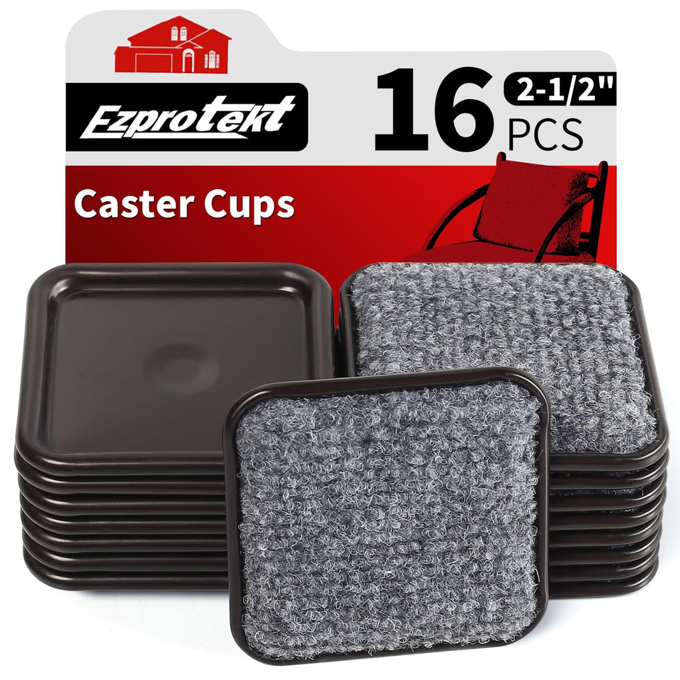 Ezprotekt caster cup square 63mm brown protects hardwood from scratches.