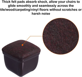 Ezprotekt chair leg caps installed on a chair leg to prevent scuffs