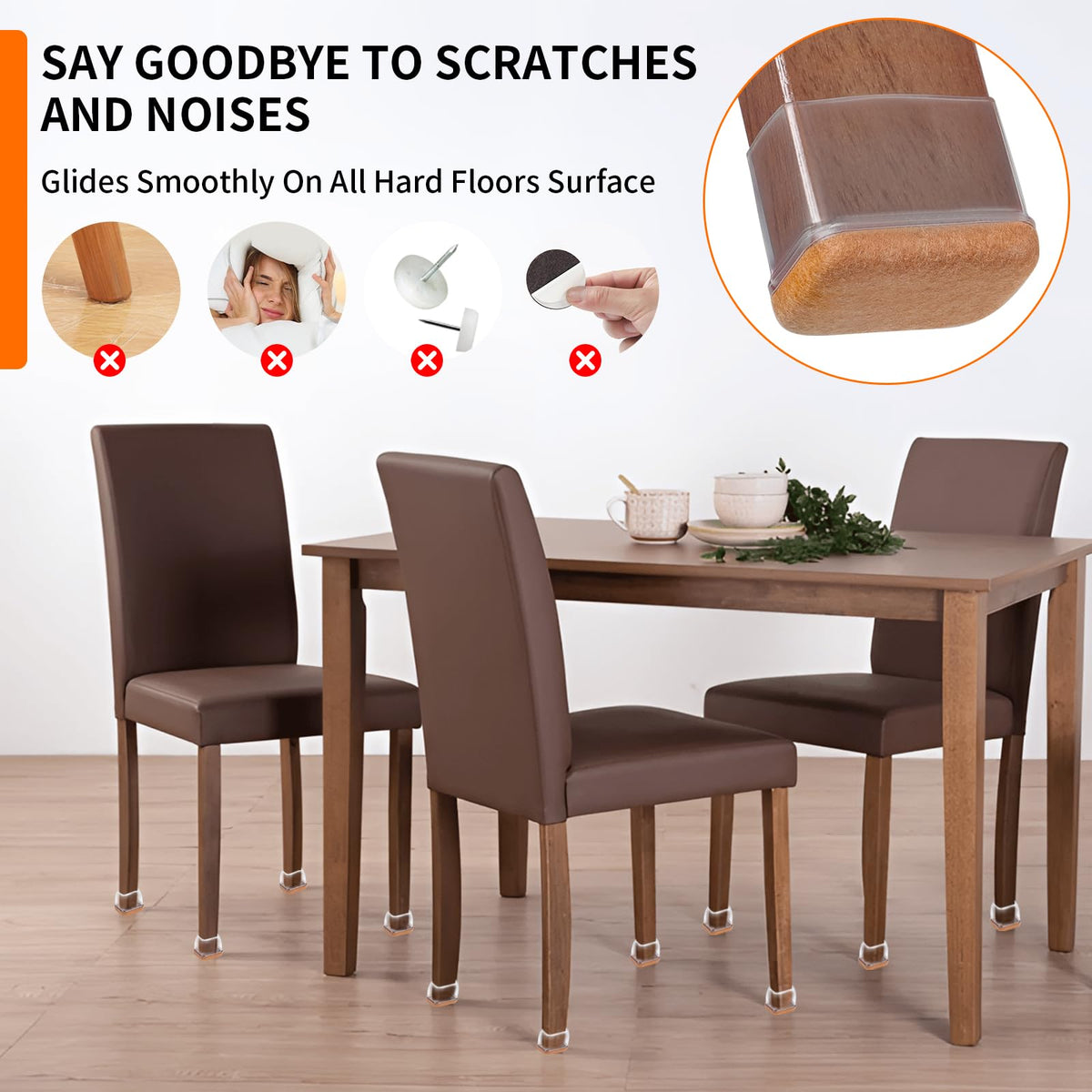 Ezprotekt chair leg socks for easy tool-free installation