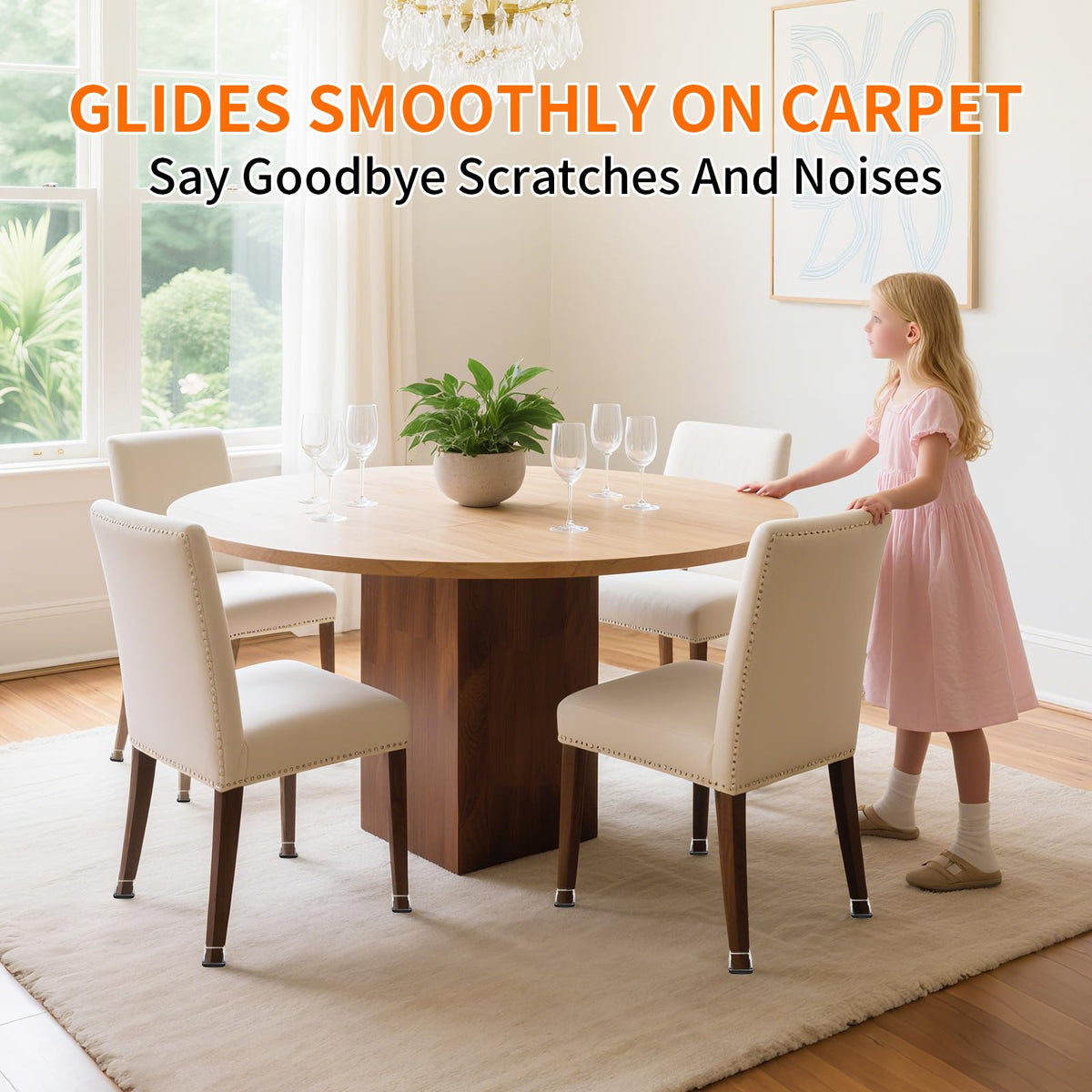 Durable Ezprotekt slider demonstrates stretchy fit on varied chair legs