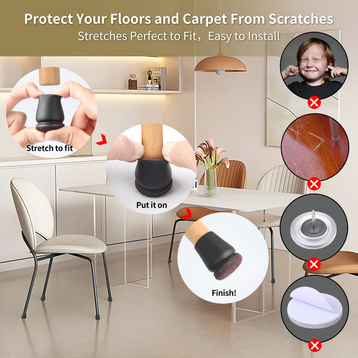 Ezprotekt protects floors from marring and scuffs during everyday movement.