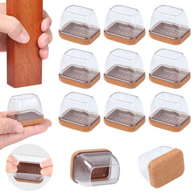 Ezprotekt rectangle chair leg caps with felt installed on a chair leg for silent movement