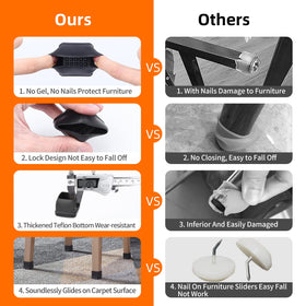 Ezprotekt teflon furniture pads ensure easy, low-friction gliding on carpet