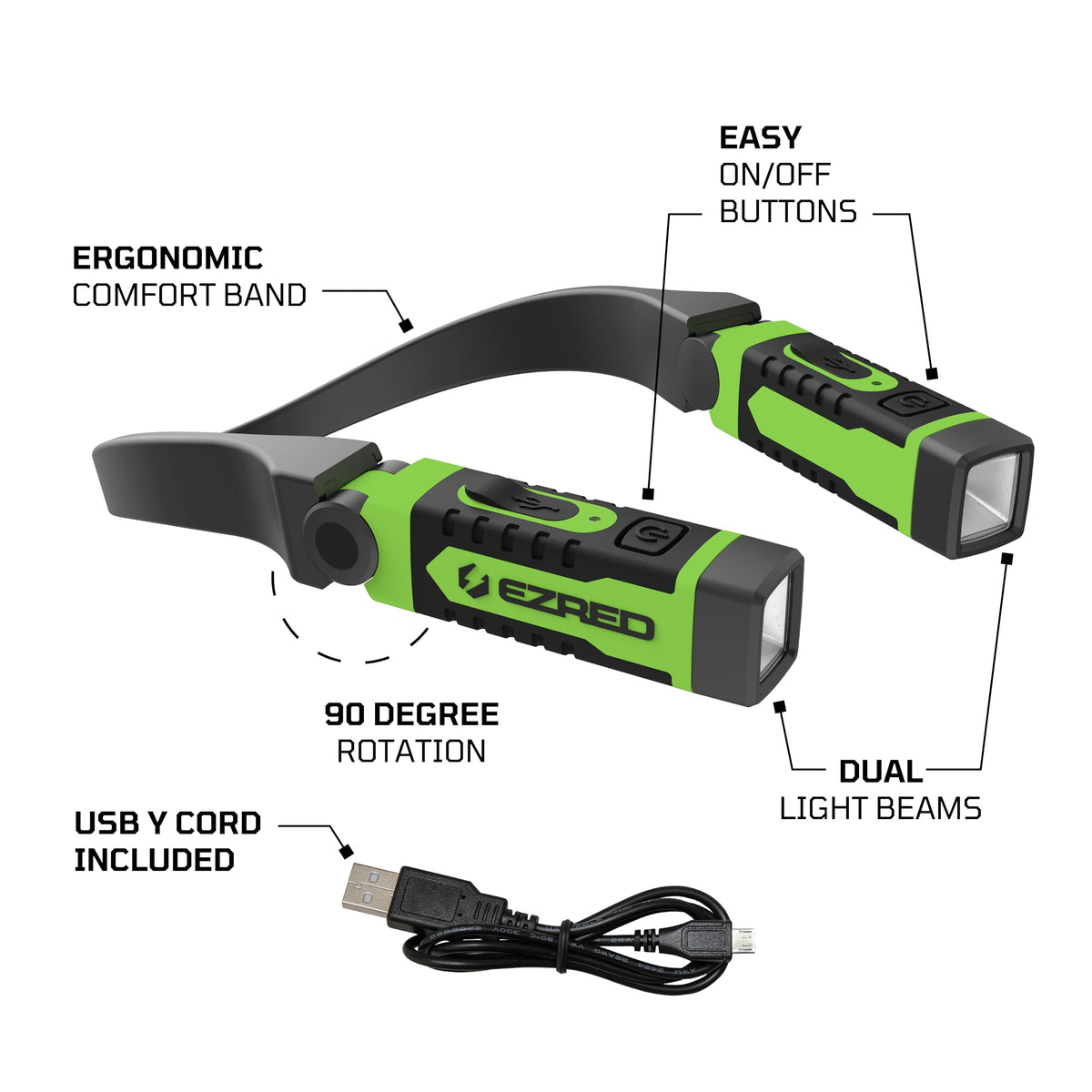 EZRED Anywear Neck Light charges via USB with long runtime