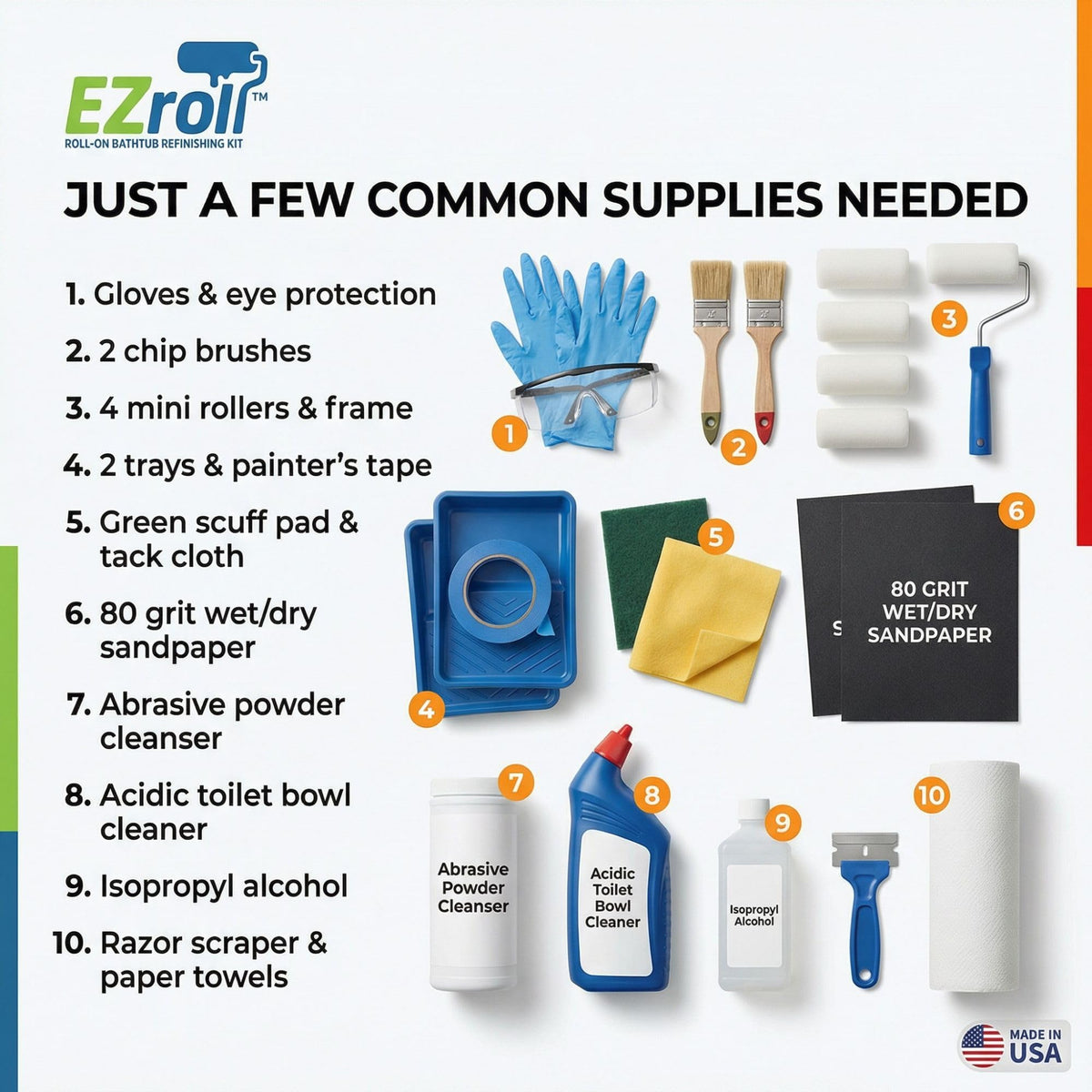 EZroll easy roll-on application for tub coating projects in progress.