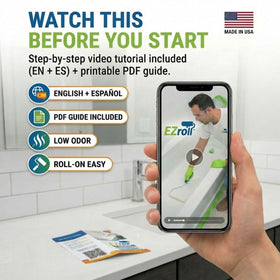 EZroll epoxy bonding near drains and grout to reduce peeling at edges.