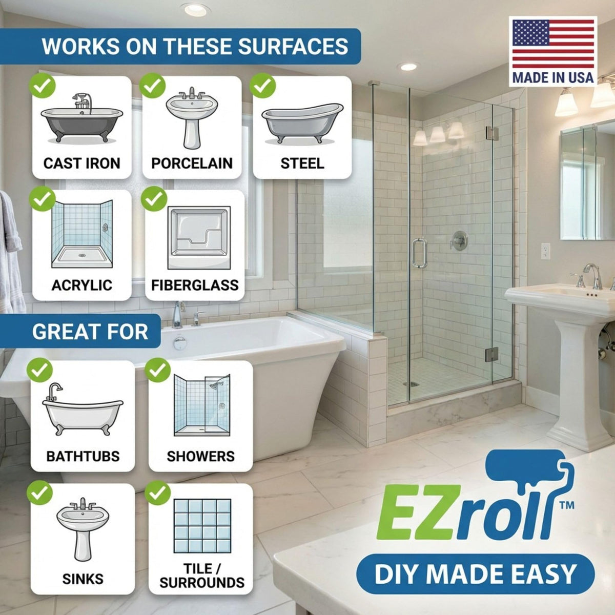 EZroll two-coat epoxy creates a durable, non-porous surface.