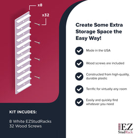 EZStudRack stud-mounted brackets ensure secure, long-lasting shelves.