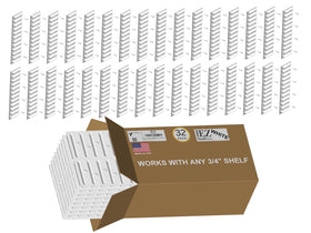 USA-made brackets ready to support custom shelving projects.
