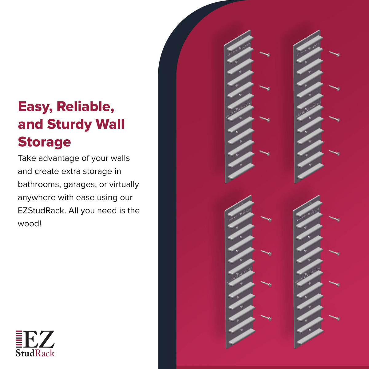 EZStudRack wood not included reminder for custom-length shelves