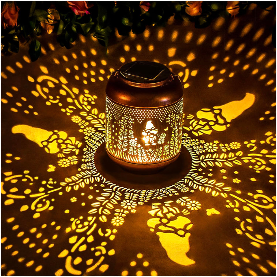 EZTZEN gnomes solar lantern front view glowing softly for warm evenings.
