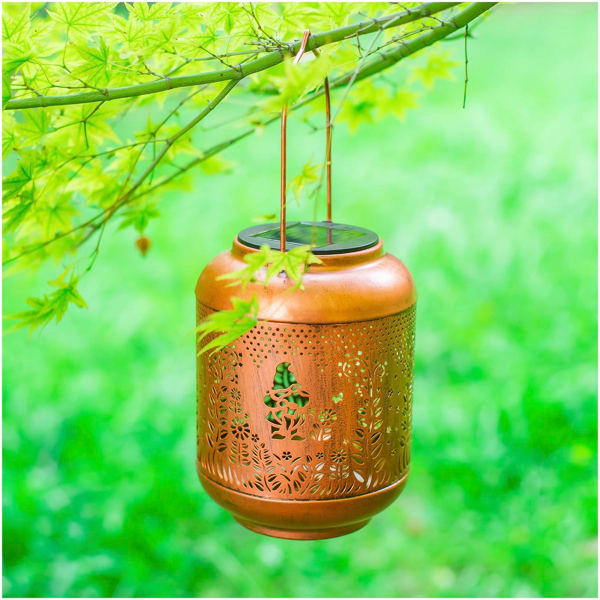 EZTZEN gnomes solar lantern tabletop display adds decorative charm.