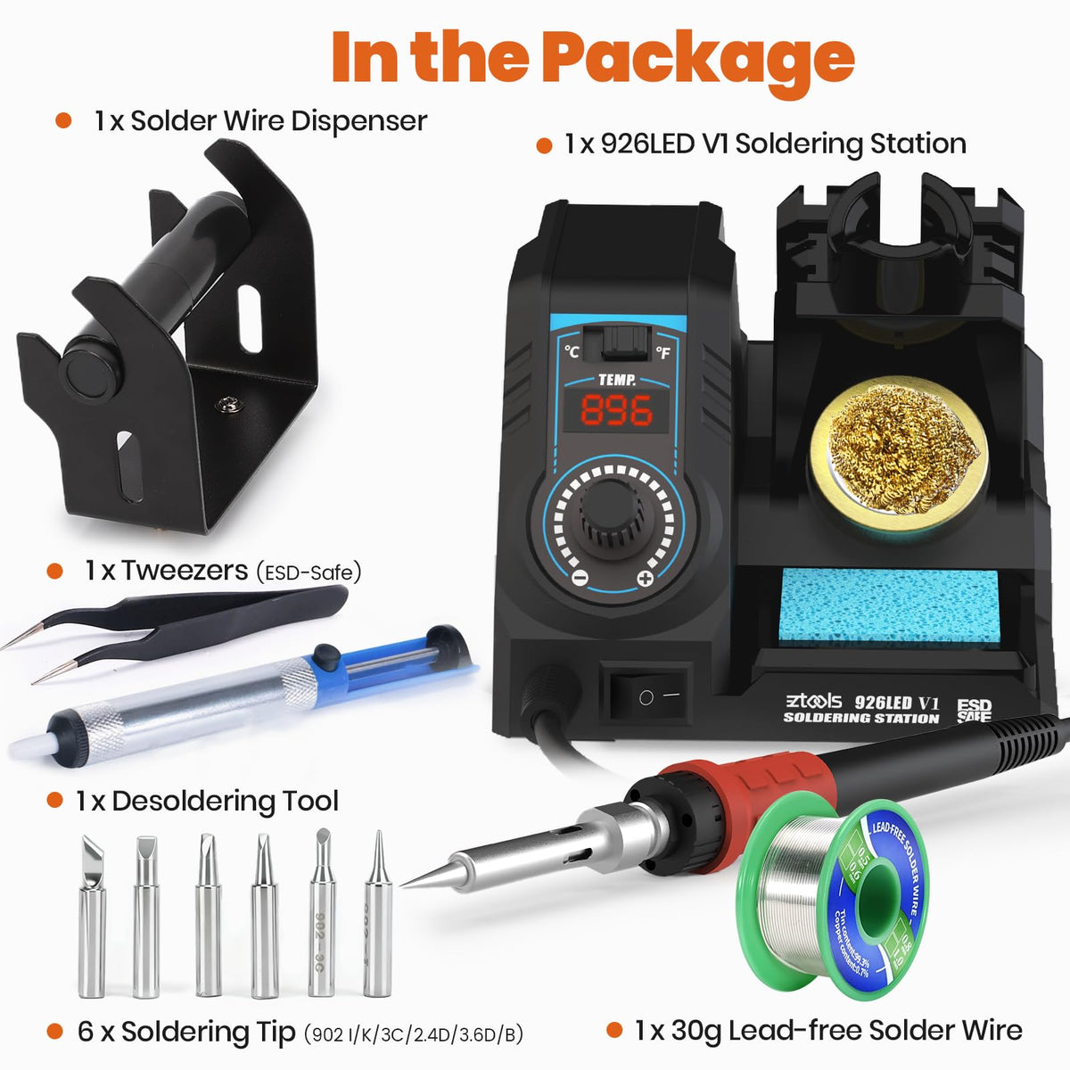EZTOOLS 926LED V1 ESD-safe tweezers protect components during assembly.