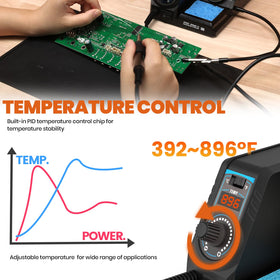 EZTOOLS 926LED V3 station side view with temperature control knob for precise adjustments