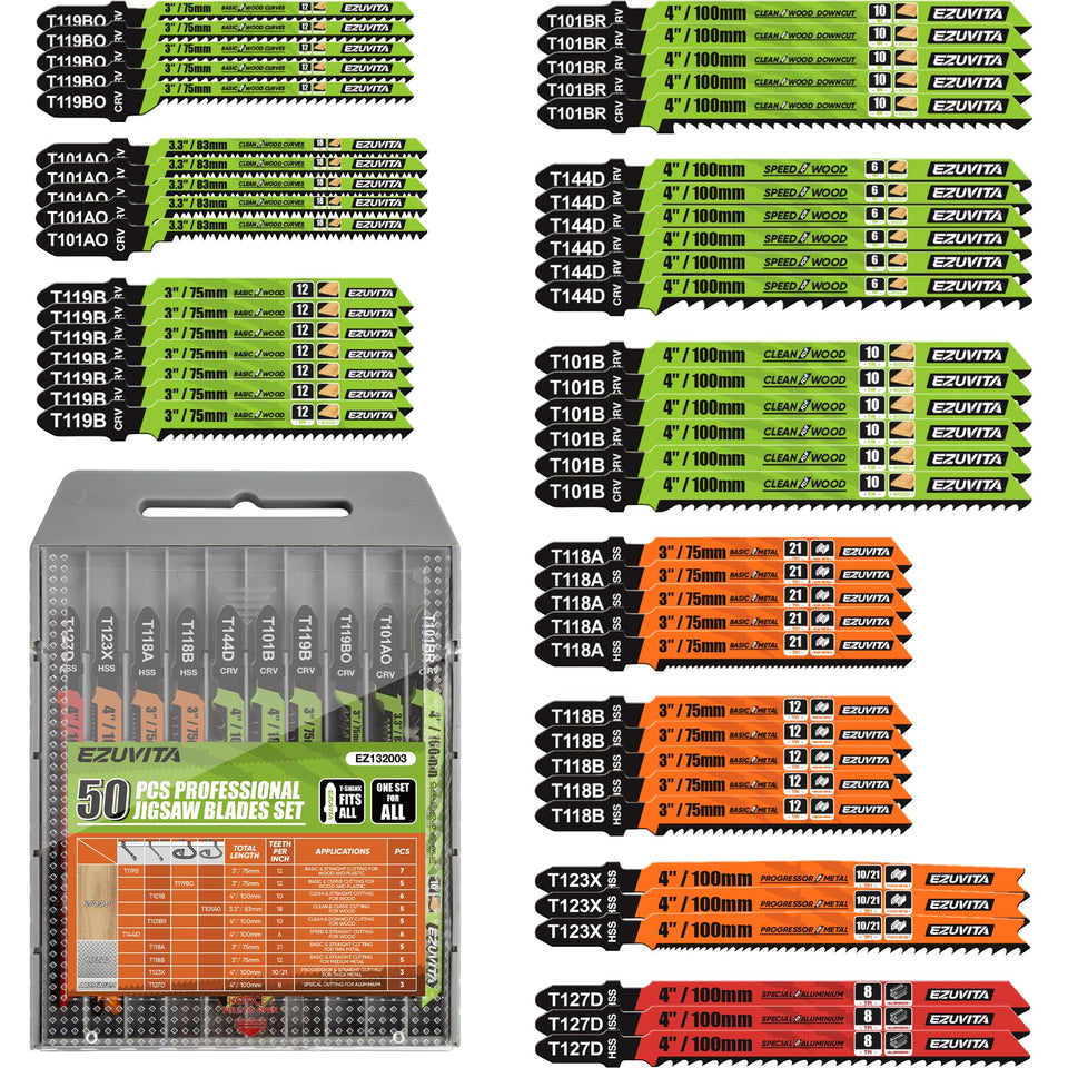 EZUVITA 50-piece blades kit with storage case for organized projects