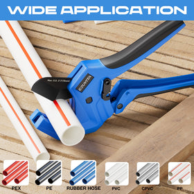 3-inch capacity marking on EZUVITA Ratchet Pipe Cutter for PVC, CPVC, PEX, and more