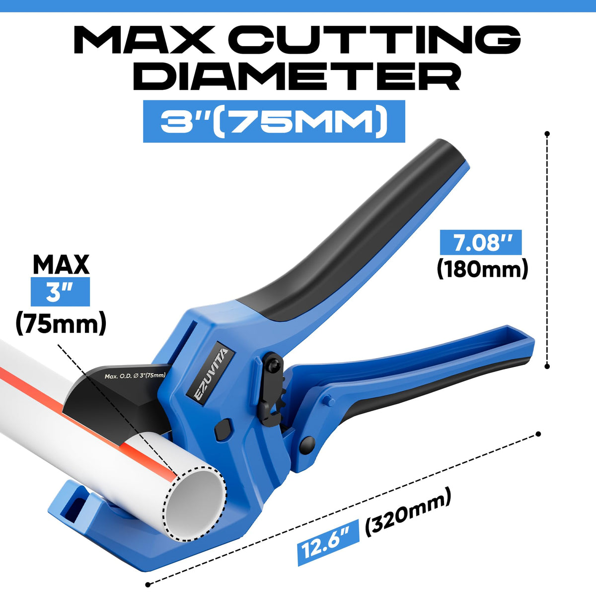 Close-up of EZUVITA cutter blade with V-edge SK5 for precise, slip-free cuts