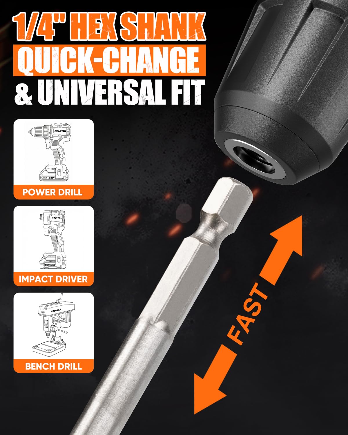 EZUVITA spade bit with chip removal slot keeps holes cleaner during cutting