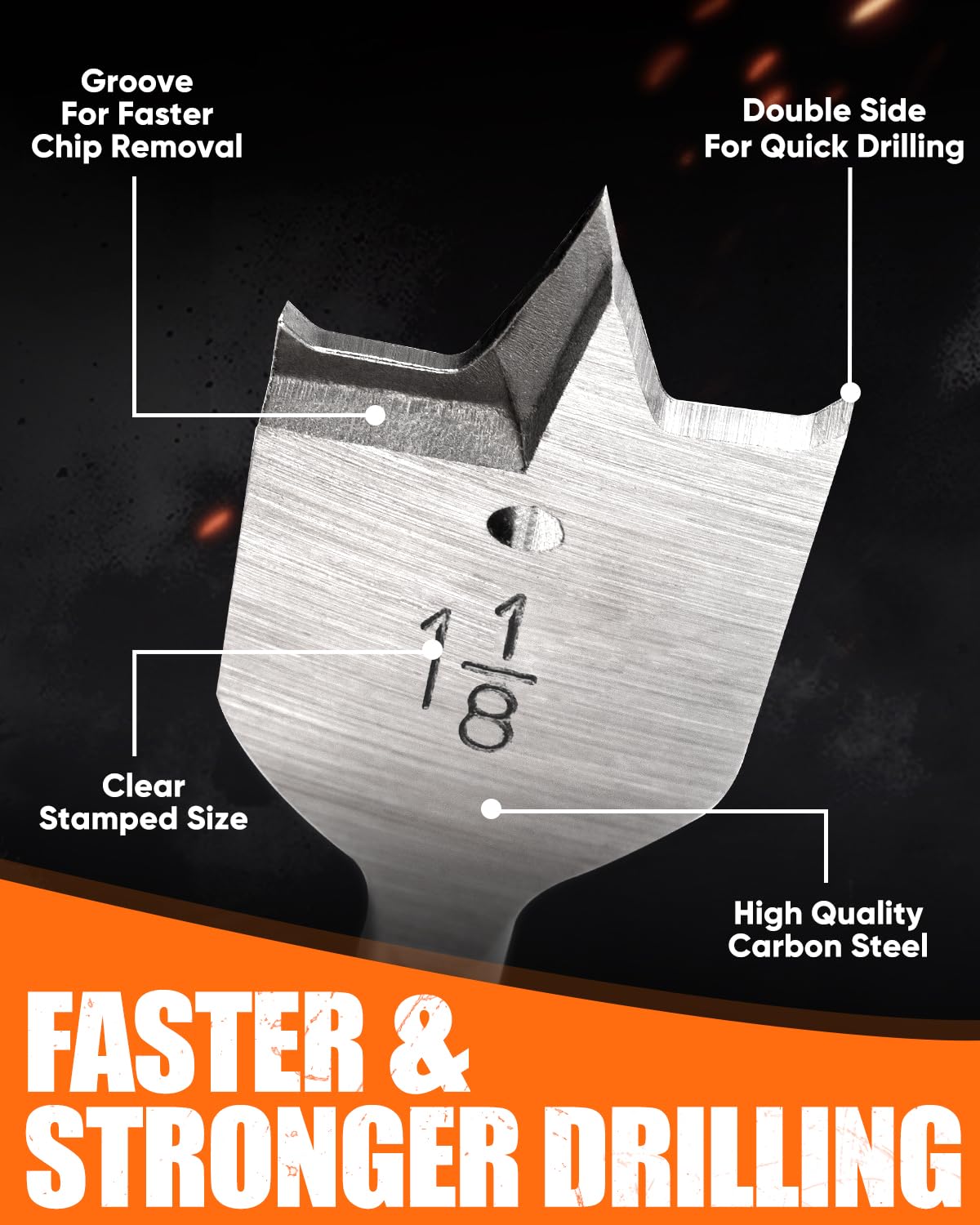 EZUVITA spade bit three-point cross cutter close-up for fast, clean holes