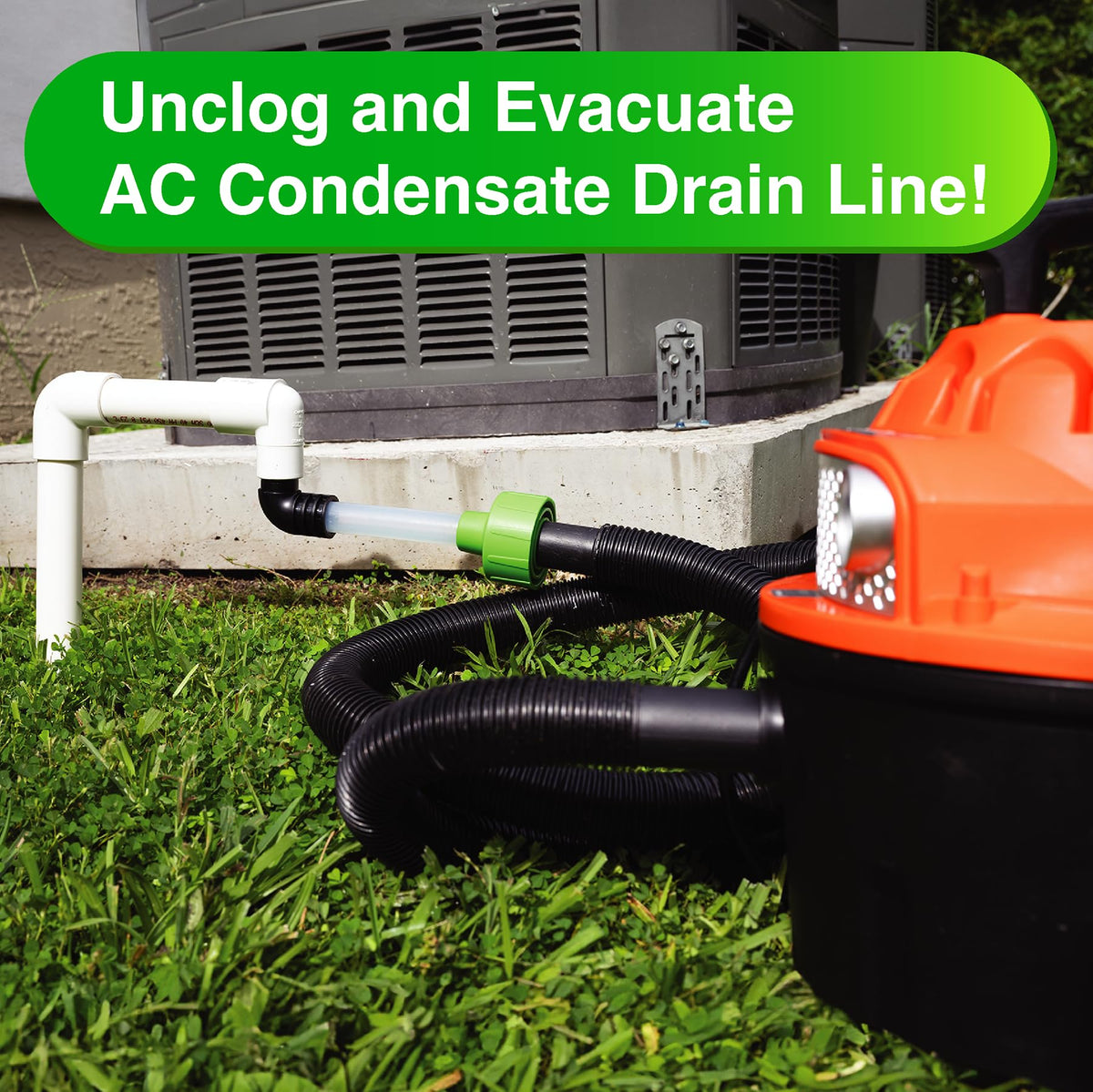 EZVAC ribbed grip elbow provides secure handling during maintenance.