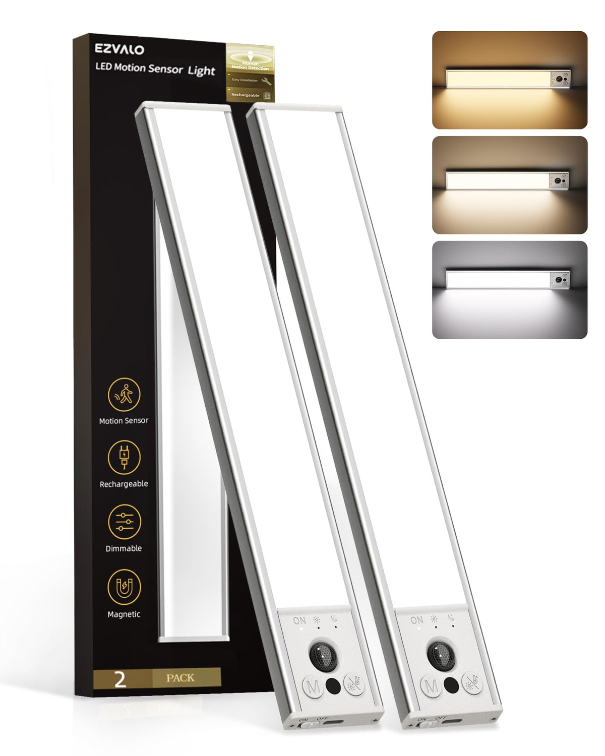 EZVALO 12-inch under-cabinet light with motion sensor for hands-free kitchen lighting