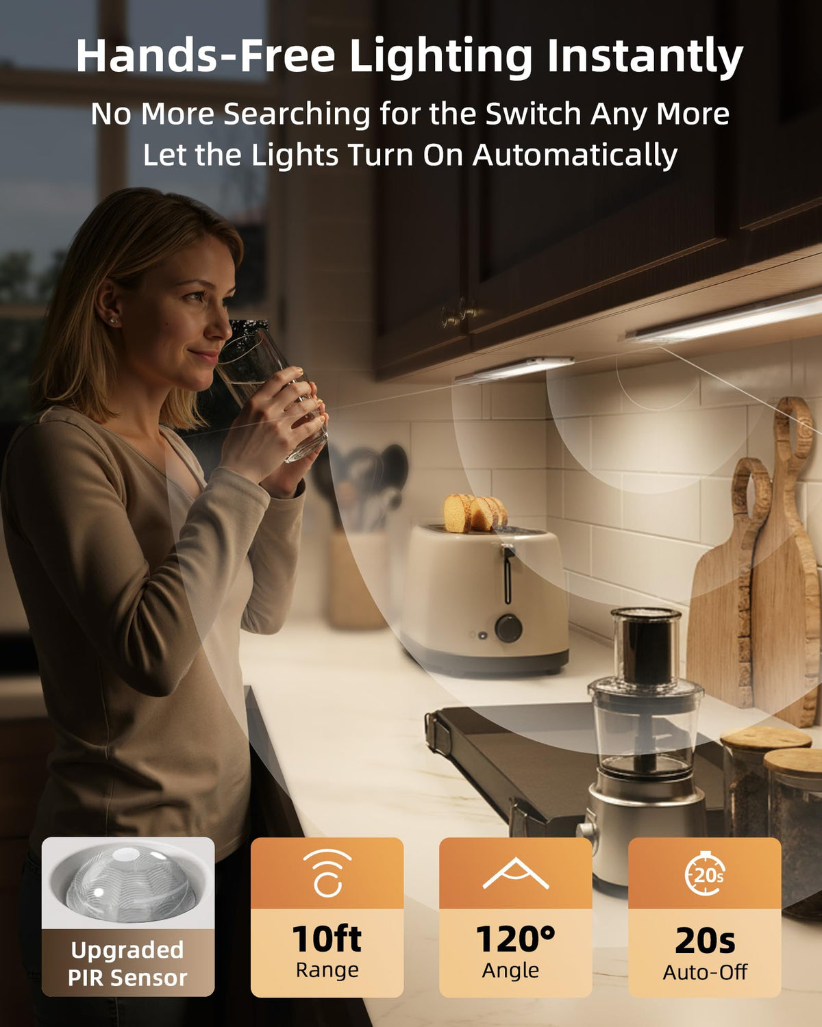 EZVALO 134 LED on kitchen counter highlights prep areas with clear illumination