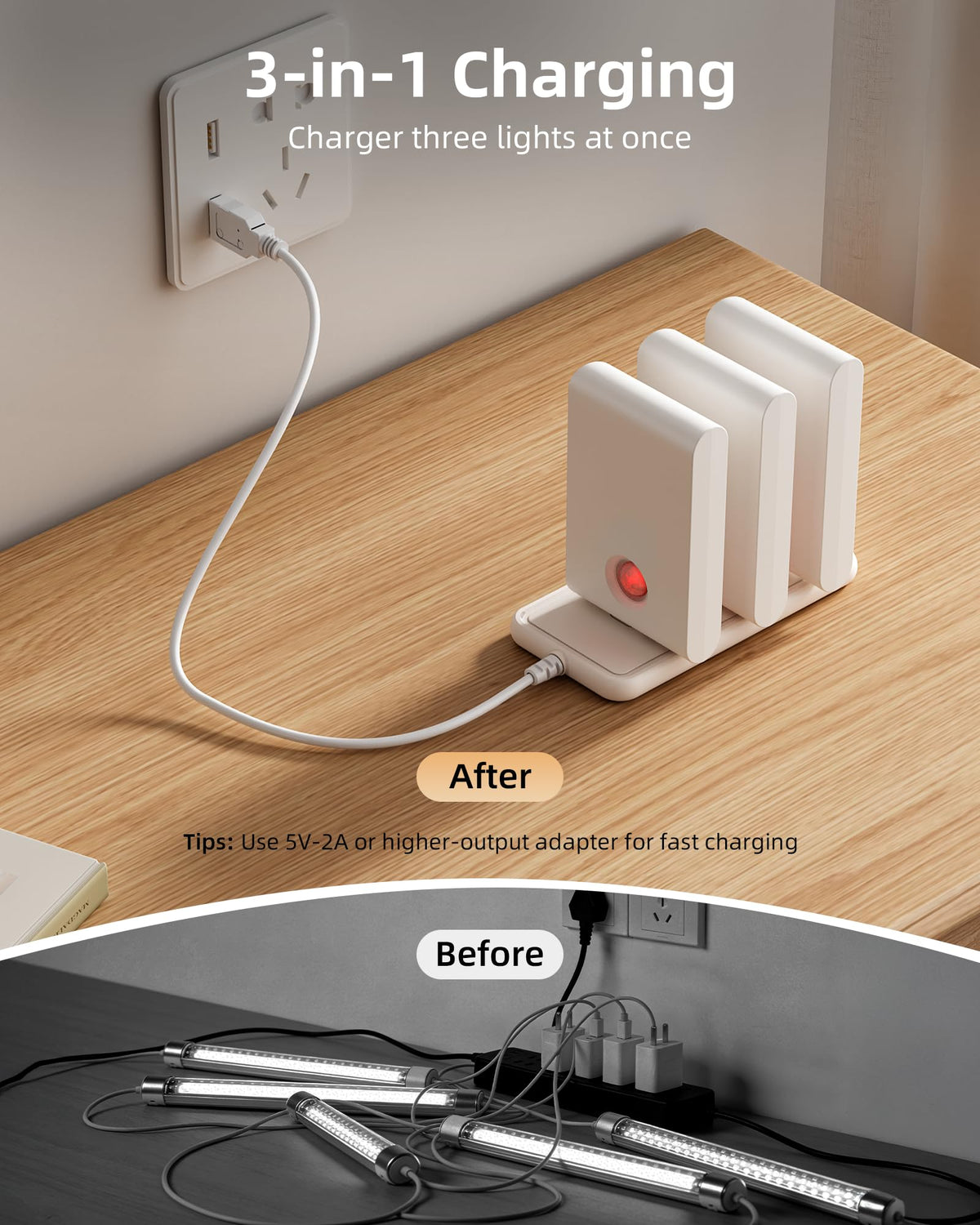 EZVALO 1500mAh rechargeable battery powering long-lasting night lighting