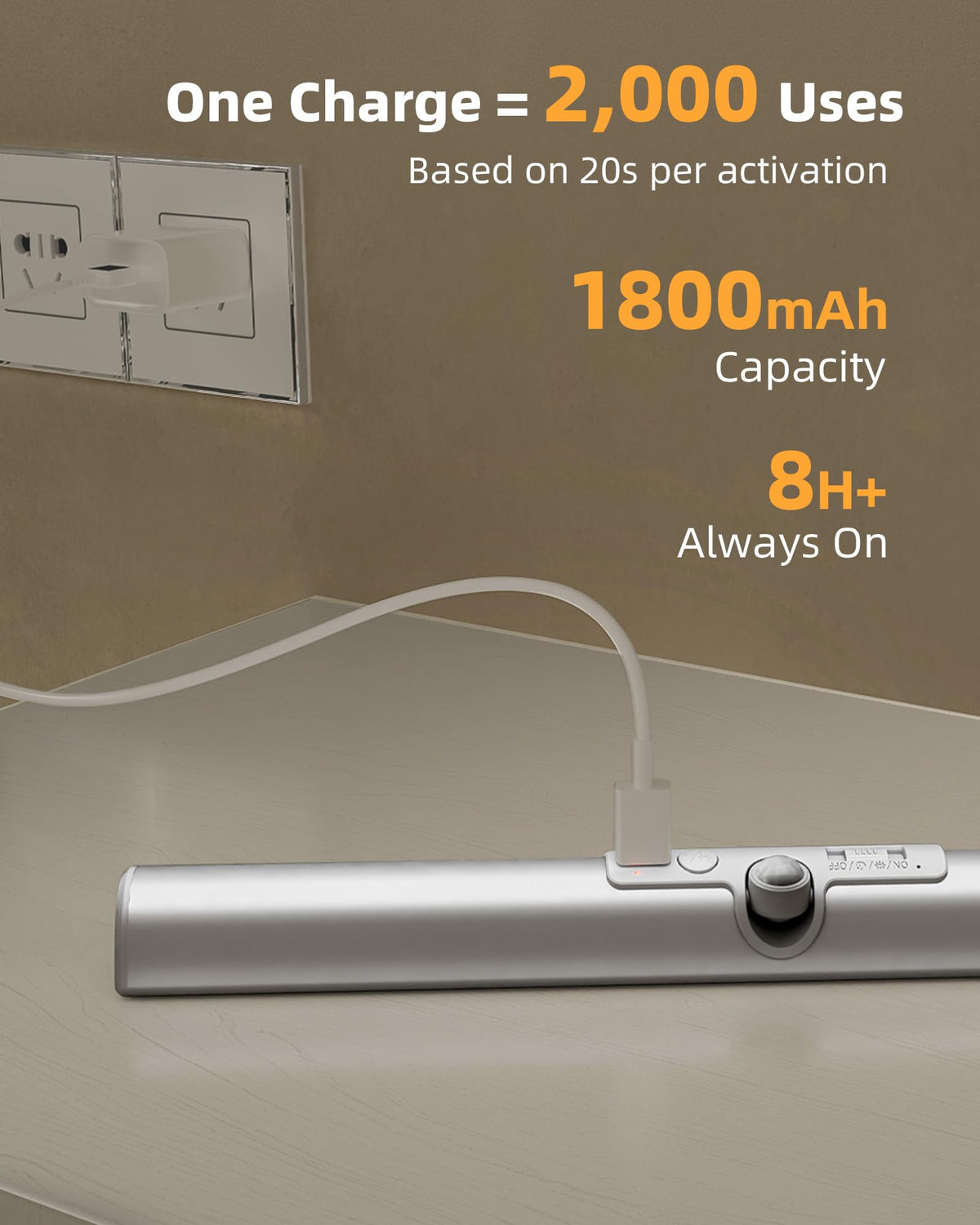 EZVALO light dimmed to demonstrate 10–100% brightness control.