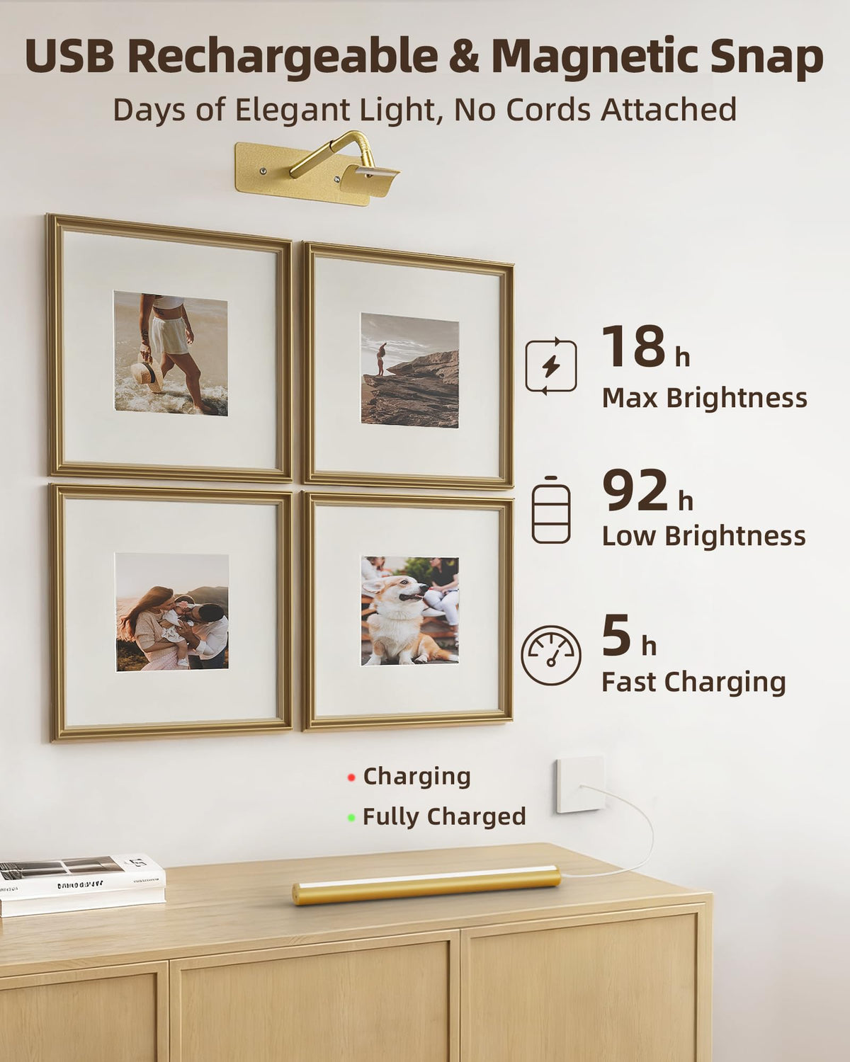 EZVALO 3-color temperature picture light adapts to warm or cool scenes.