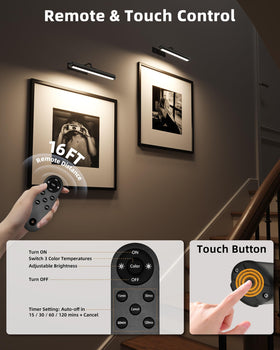 EZVALO picture light offers 3 color temperatures for warm to cool moods.