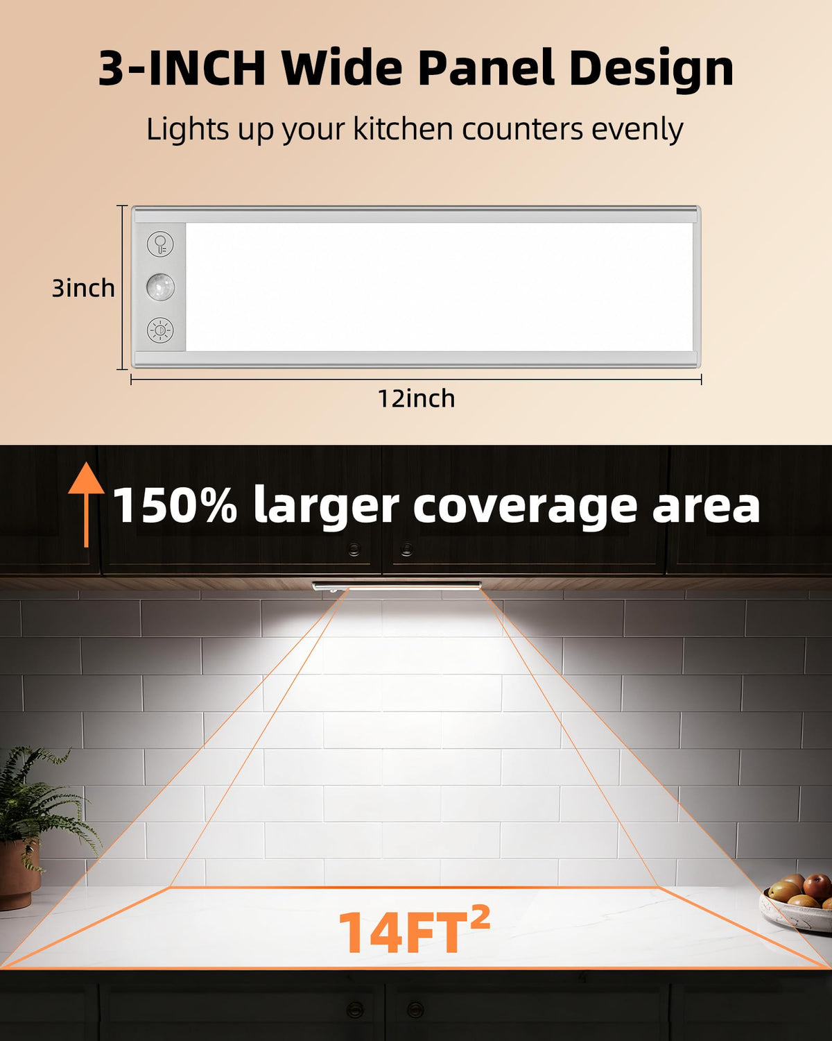 EZVALO 3-inch ultra-wide panel extends coverage for larger prep areas.