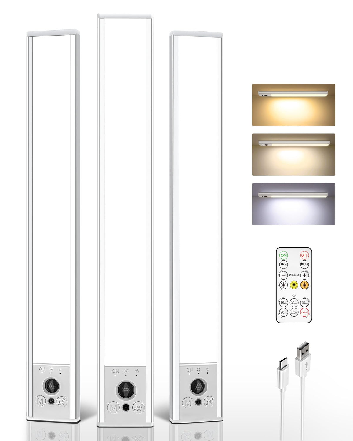 EZVALO 3-pack under-cabinet lights in packaging, ready for easy installation.