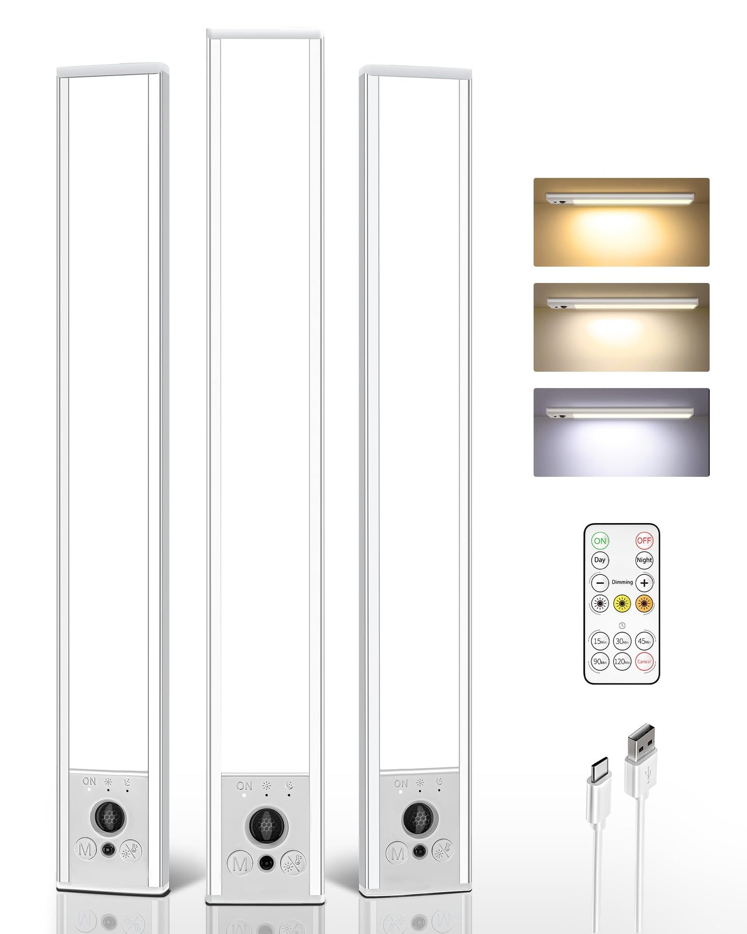 EZVALO 3-pack under-cabinet lights in packaging, ready for easy installation.