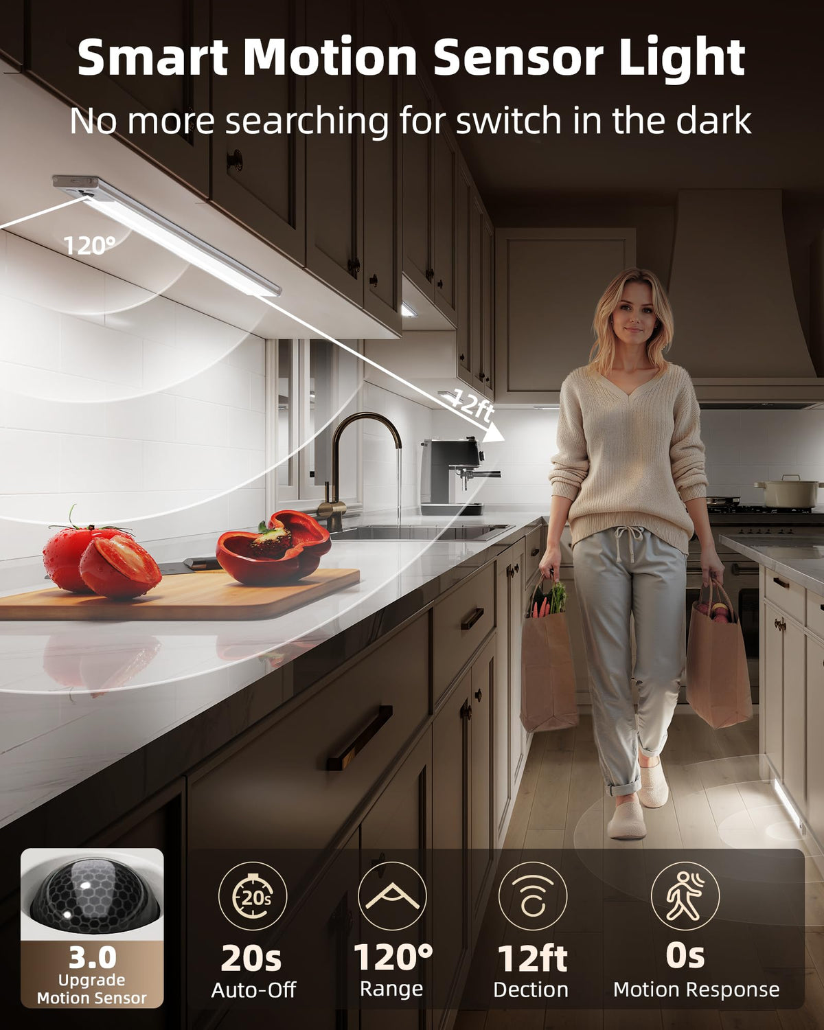 EZVALO 4000mAh rechargeable battery powers wireless cabinet lights.