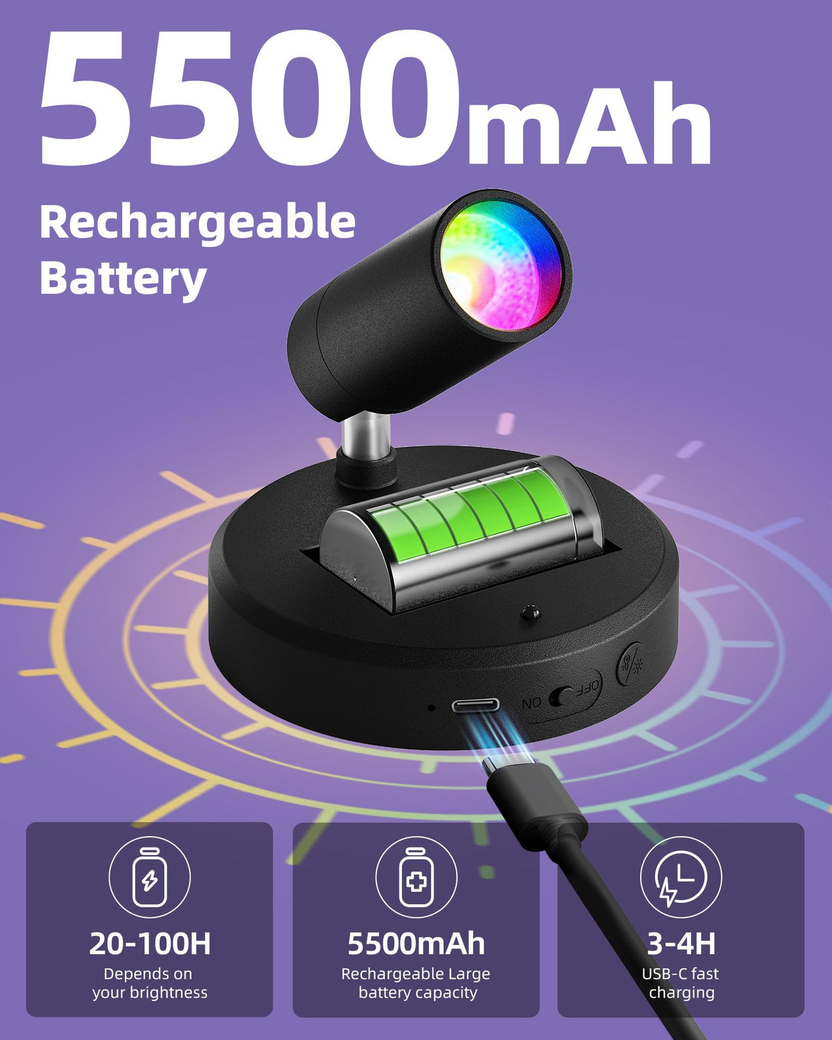 EZVALO 5500mAh battery delivers long cordless operation for displays
