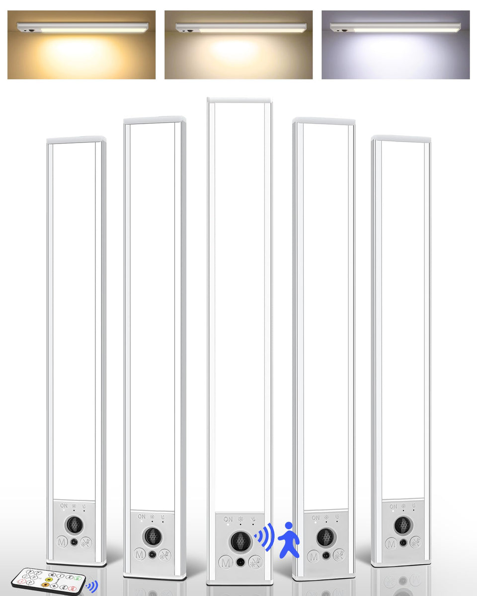 EZVALO 5-pack under-cabinet lights with magnetic installation for quick mounting.