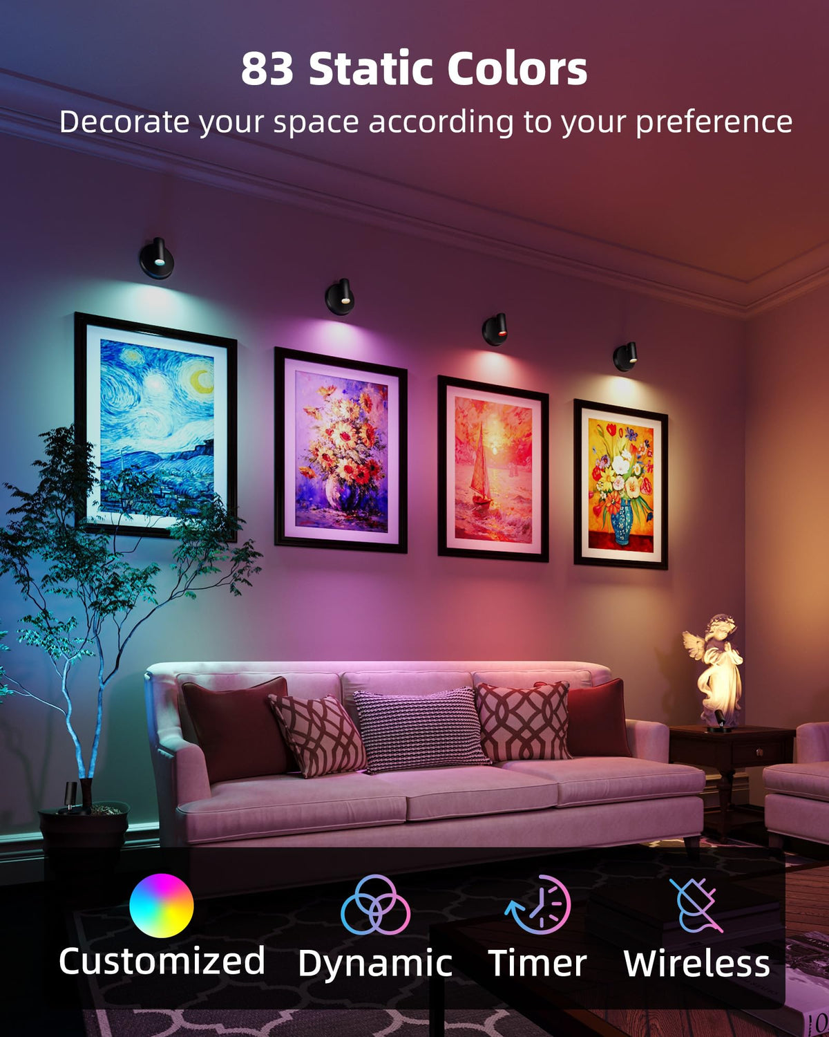 EZVALO 83-color RGB options for mood lighting at events